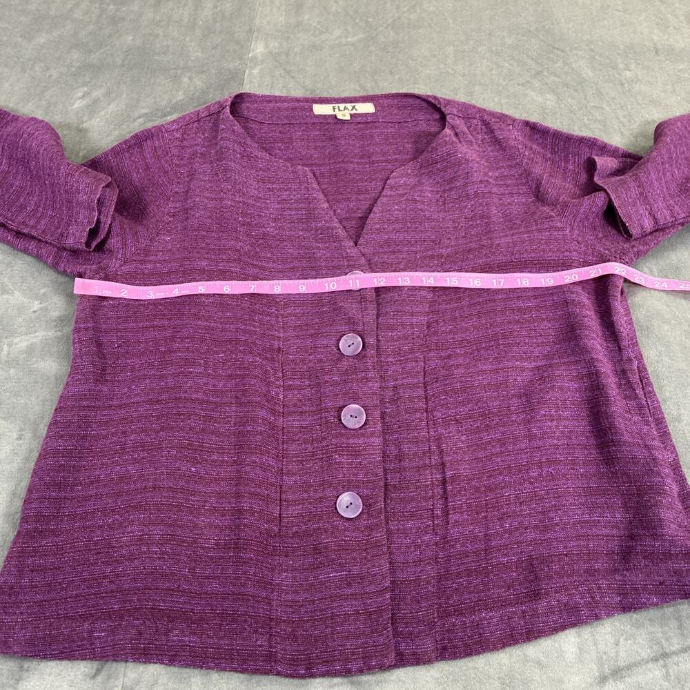 FLAX Small Linen Purple Blazer Style Light Weight Jacket Pockets Bnfts Charity - Picture 5 of 9